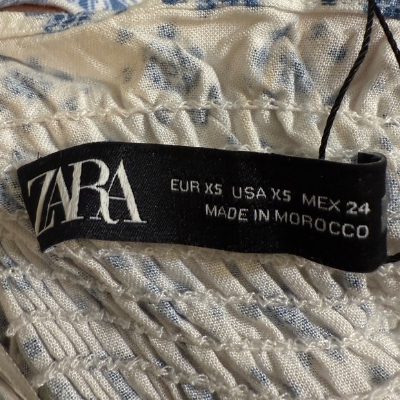 Zara blue and white printed midi dress size XS - Picture 4 of 9
